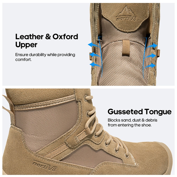 Men's Cap-Toe Waterproof Tactical Work Boots - SAND - 4